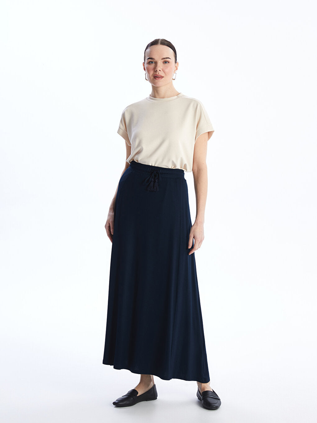 Straight A-Line Women's Skirt with Elastic Waist