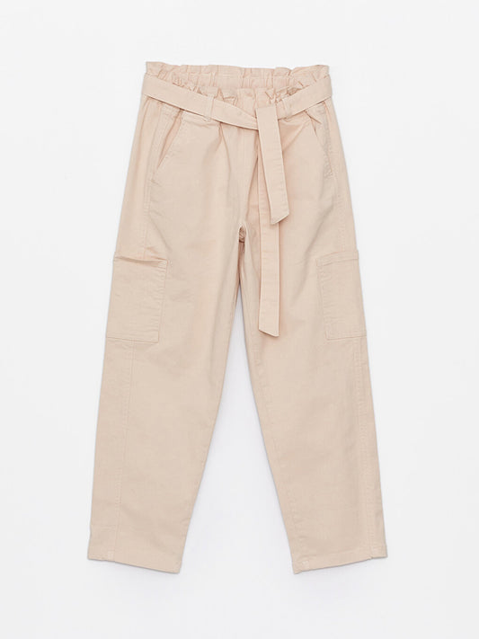 Girls' Cargo Pants with Elastic Waist