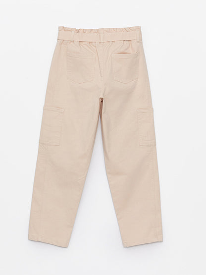 Girls' Cargo Pants with Elastic Waist