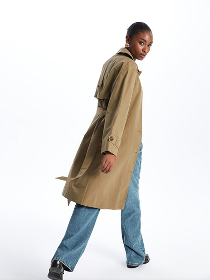 Women's Jacket Collar Plain Trench Coat