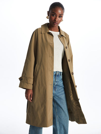 Women's Jacket Collar Plain Trench Coat