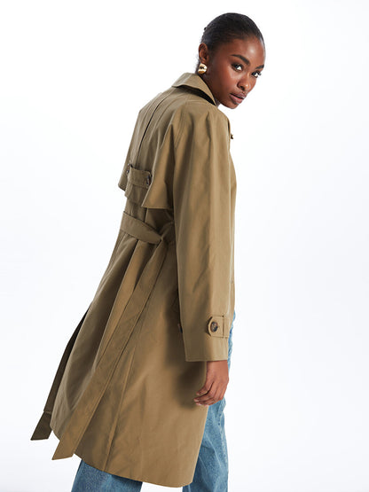 Women's Jacket Collar Plain Trench Coat