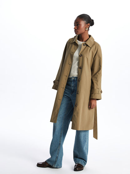 Women's Jacket Collar Plain Trench Coat