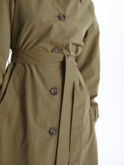 Women's Jacket Collar Plain Trench Coat