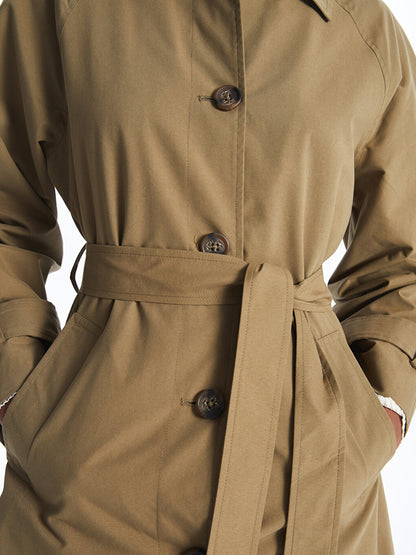 Women's Jacket Collar Plain Trench Coat