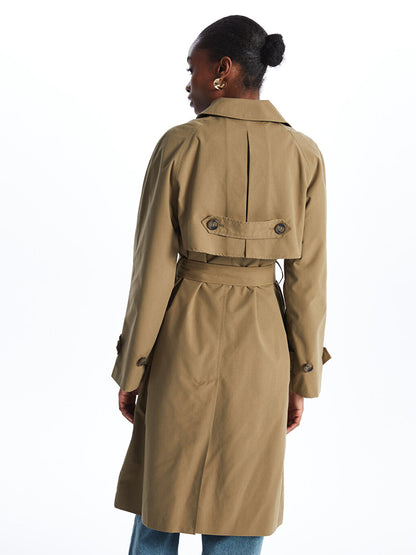 Women's Jacket Collar Plain Trench Coat