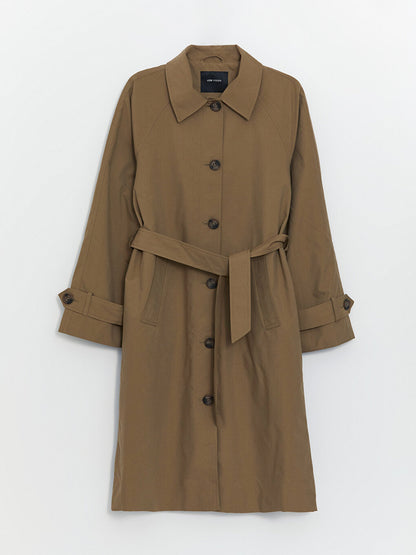 Women's Jacket Collar Plain Trench Coat