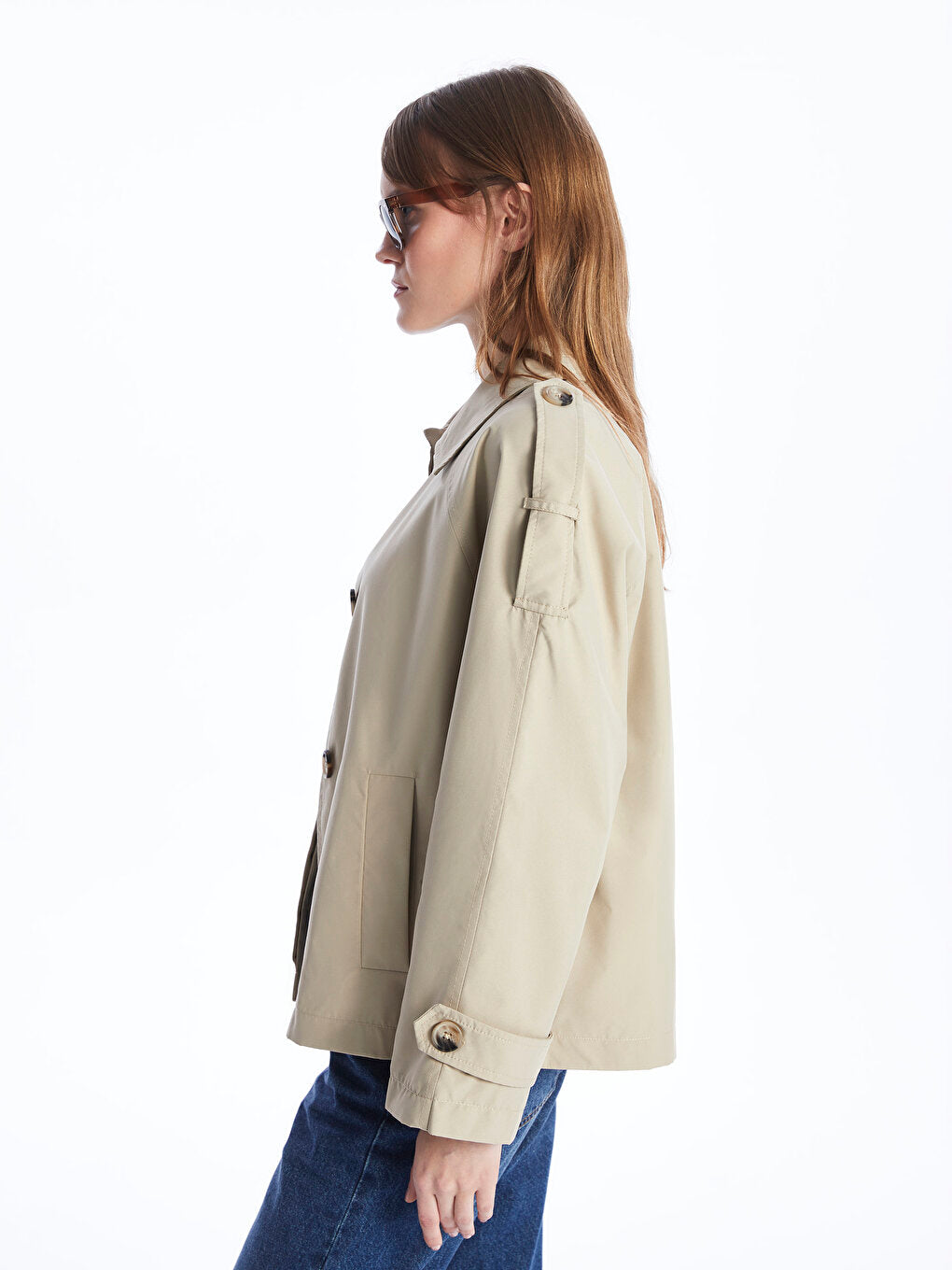 Women's Shirt Collar Plain Trench Coat