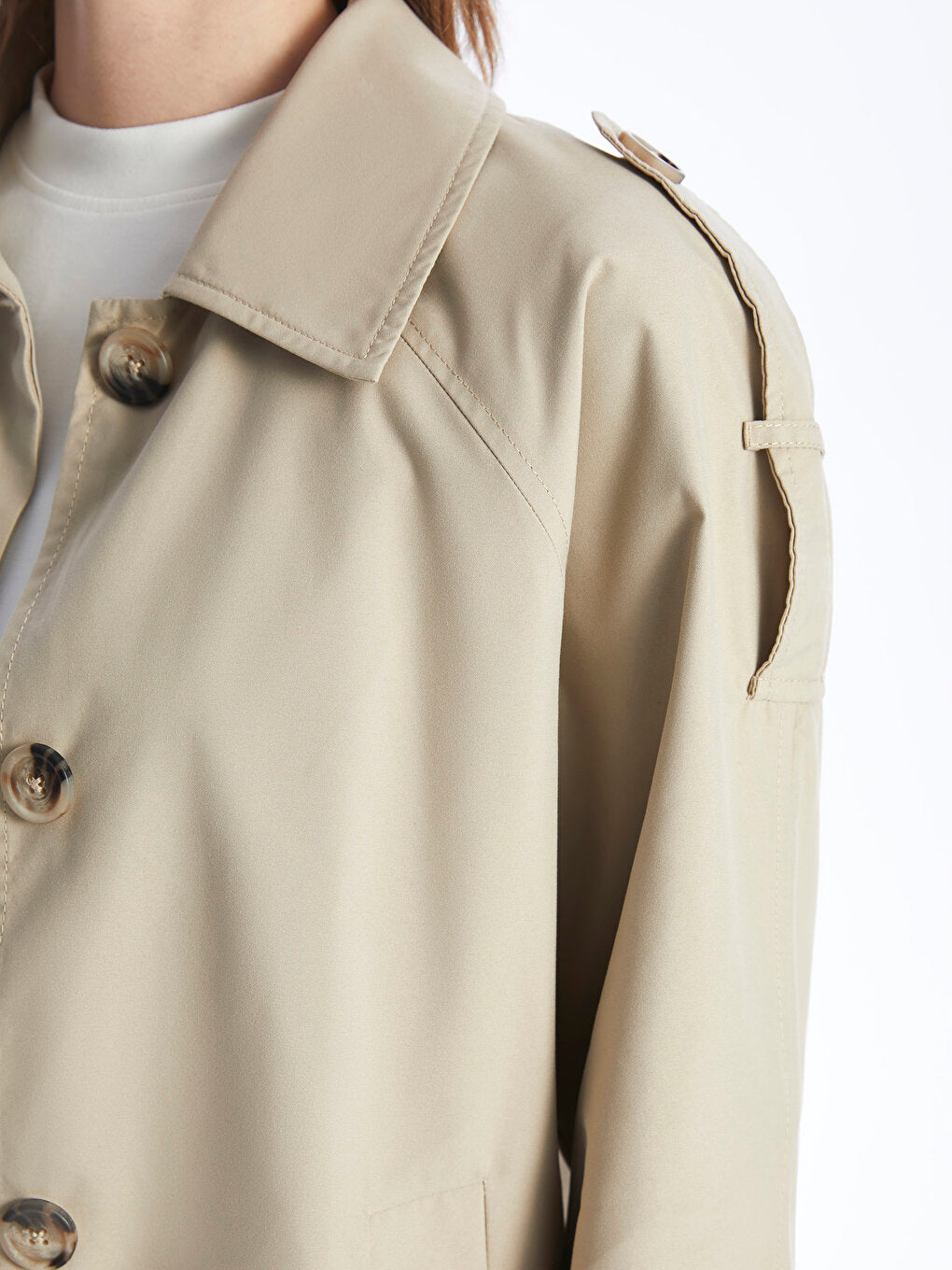 Women's Shirt Collar Plain Trench Coat