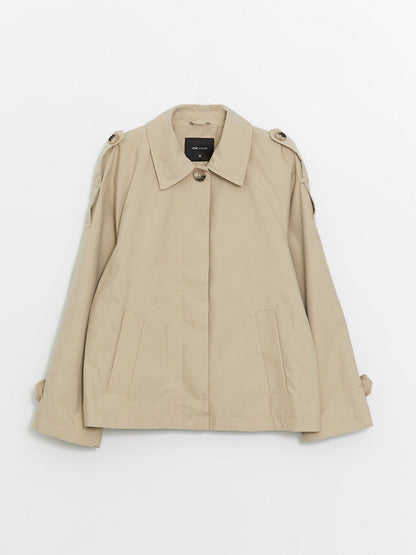 Women's Shirt Collar Plain Trench Coat