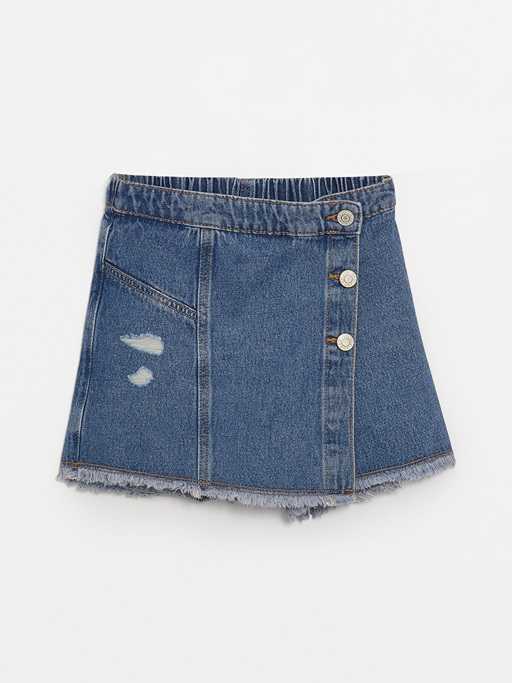 Girls' Jean Shorts Skirt with Elastic Waist