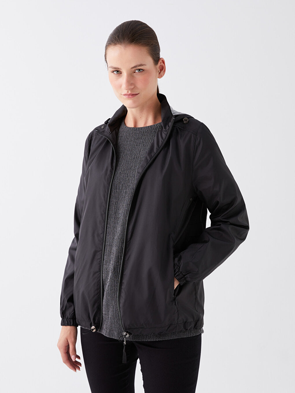 Women's Hooded Plain Raincoat