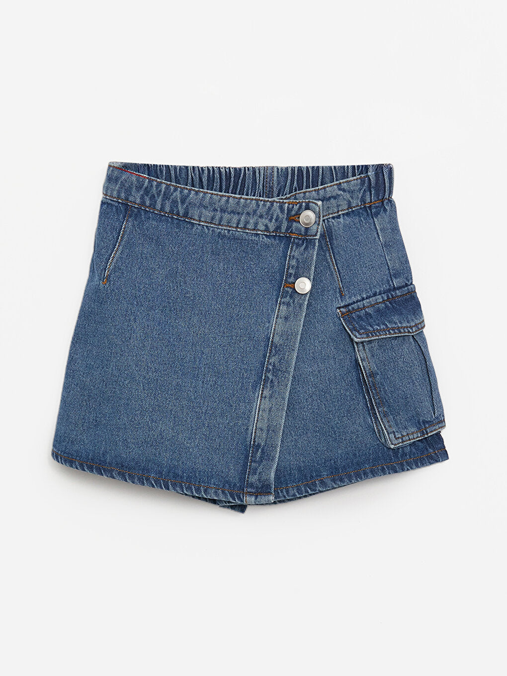 Girls' Jean Shorts Skirt with Elastic Waist