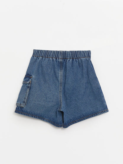 Girls' Jean Shorts Skirt with Elastic Waist