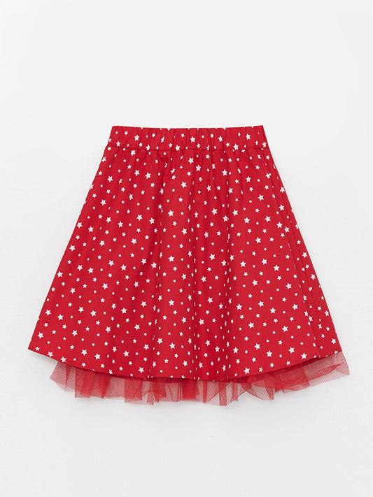 Printed Girl's Skirt with Elastic Waist