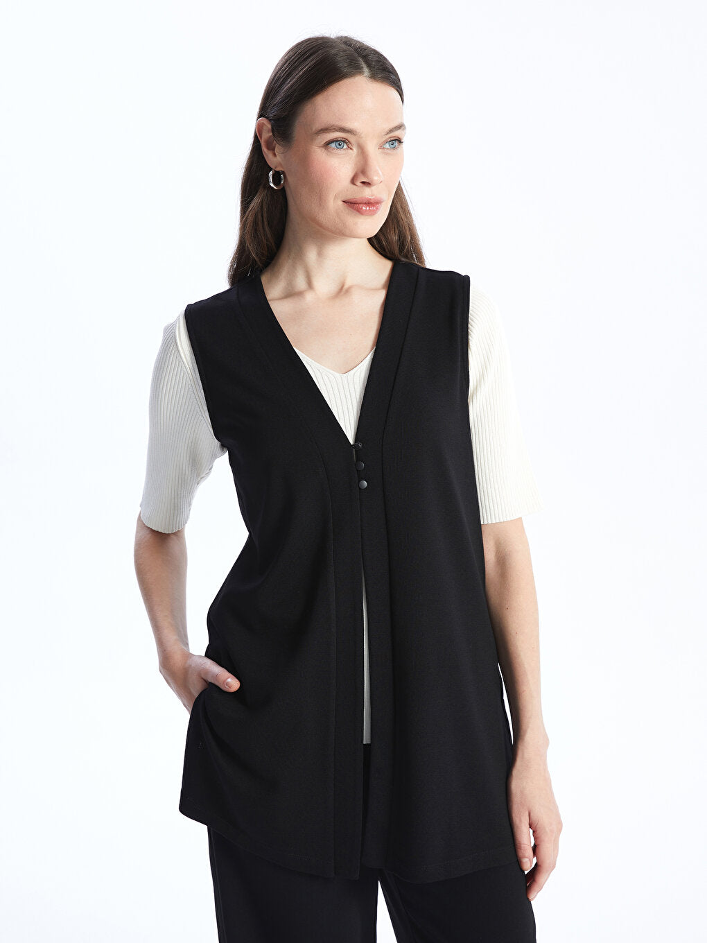 Women's V-Neck Plain Vest