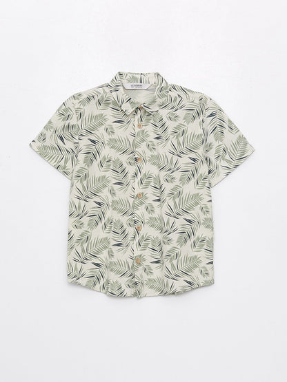 Patterned Linen Blend Boy's Shirt