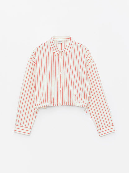 Striped Long Sleeve Girls Crop Shirt