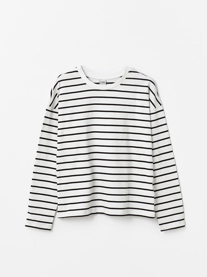 Crew Neck Striped Long Sleeve Girl's T-Shirt