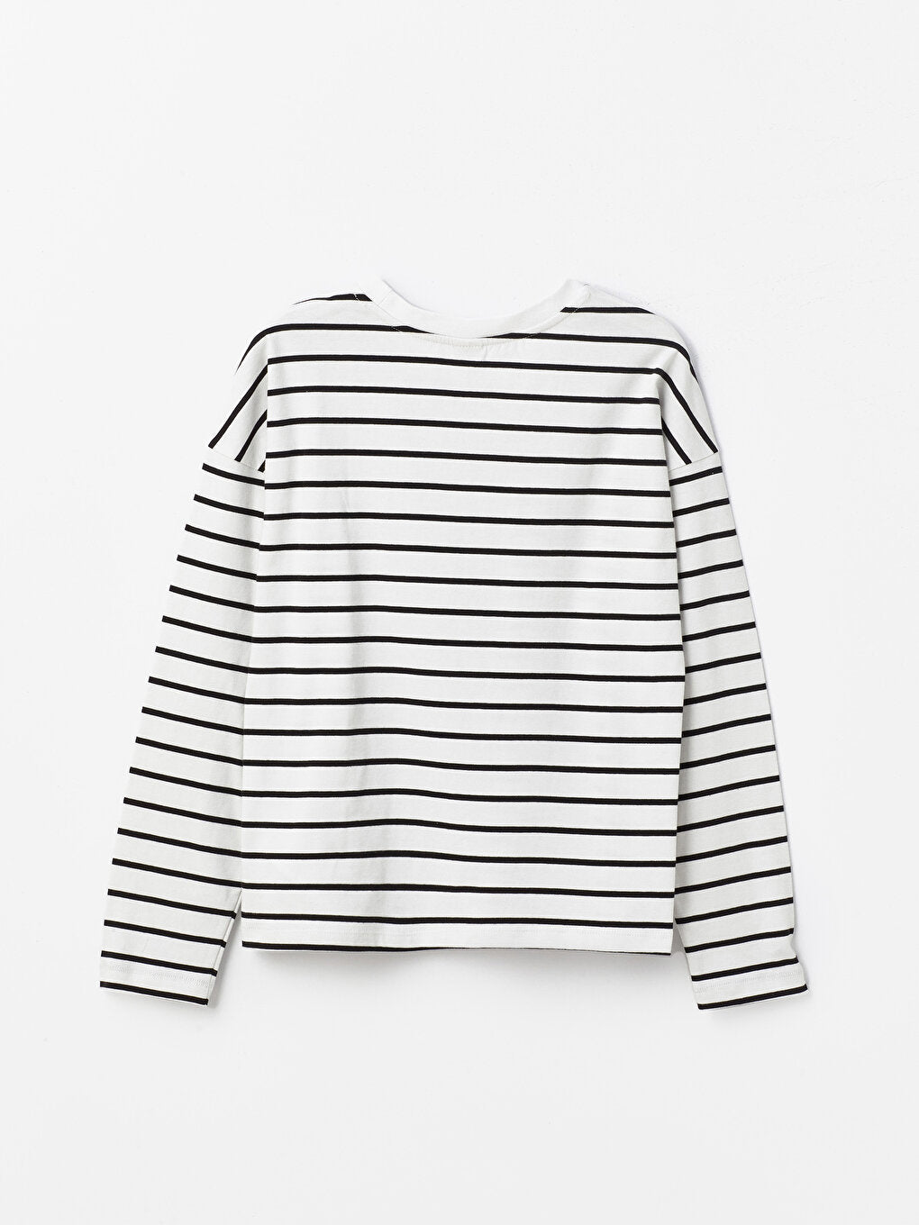 Crew Neck Striped Long Sleeve Girl's T-Shirt