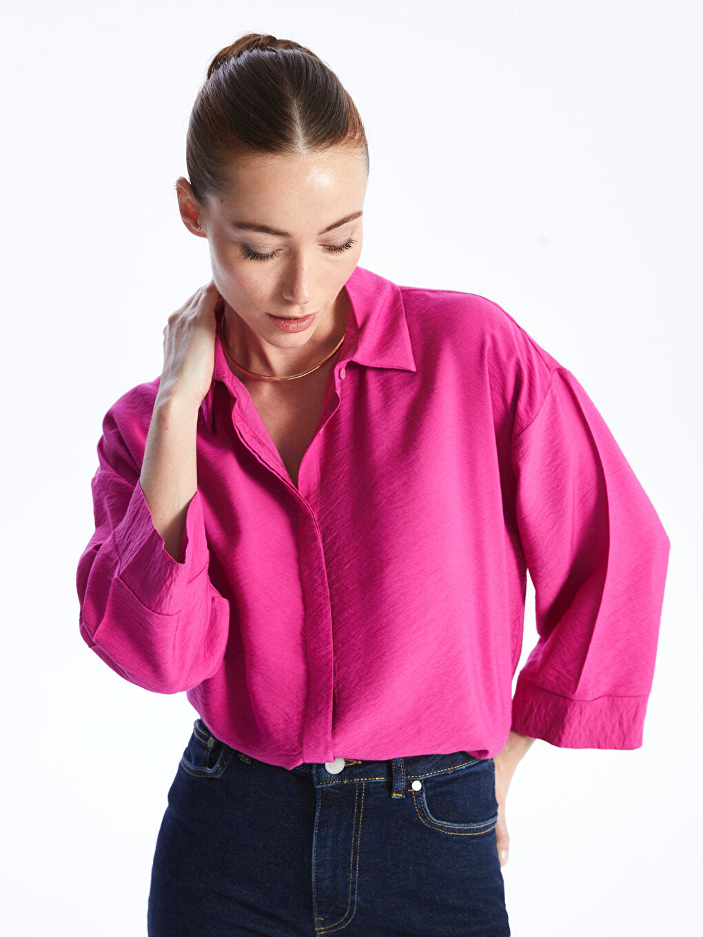 Plain Long Sleeve Oversize Women's Shirt