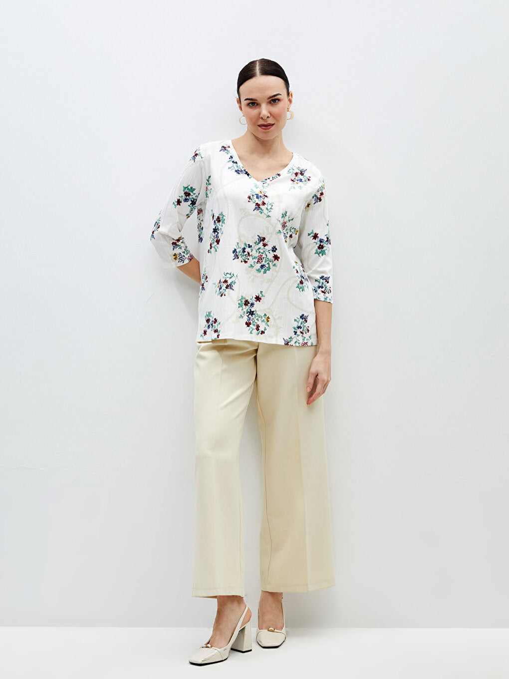 V-Neck Floral Women's Blouse