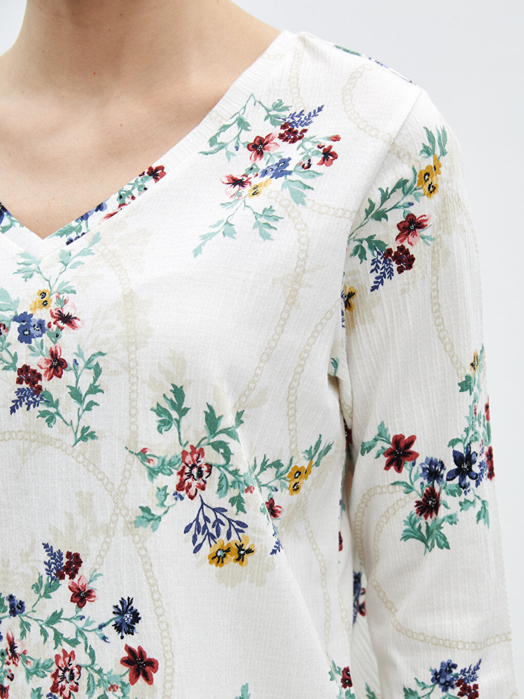 V-Neck Floral Women's Blouse