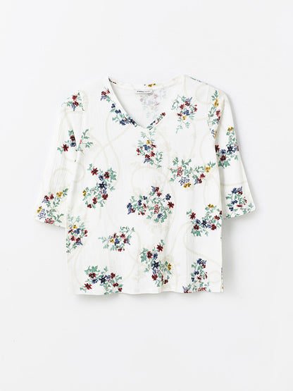 V-Neck Floral Women's Blouse