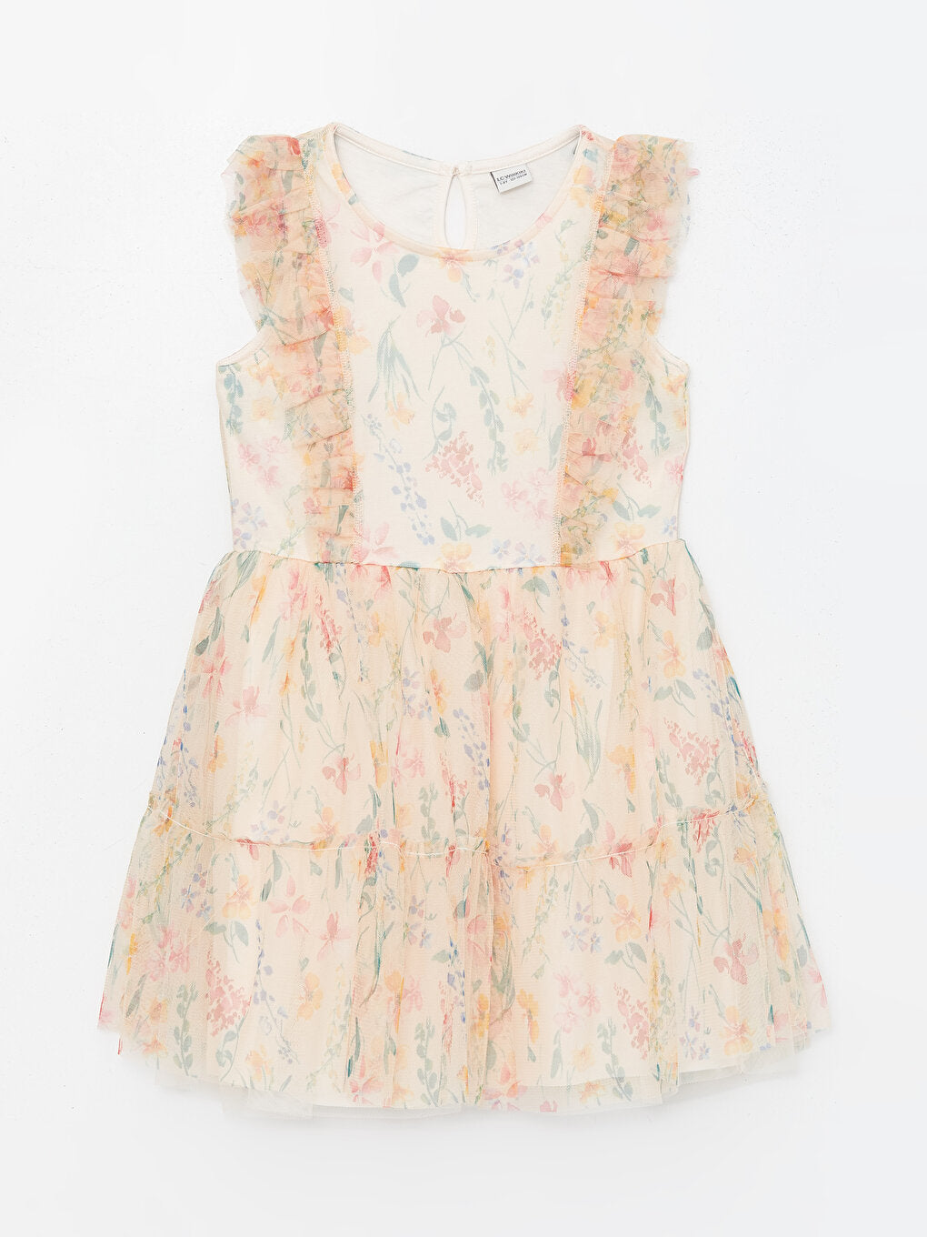 Crew Neck Floral Girl's Tulle Dress