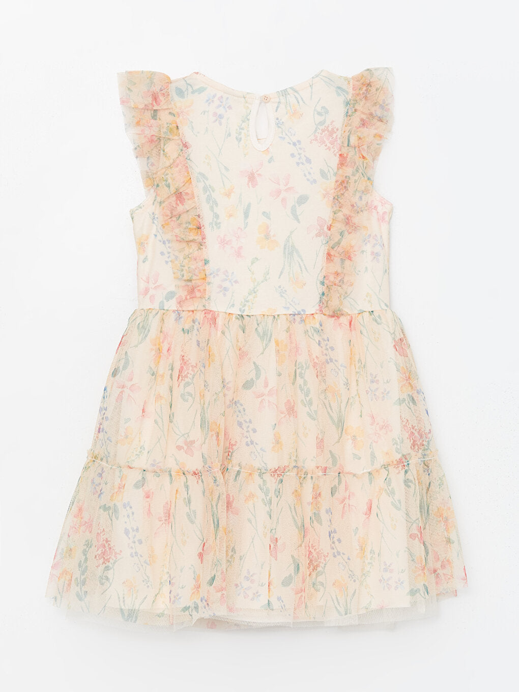 Crew Neck Floral Girl's Tulle Dress