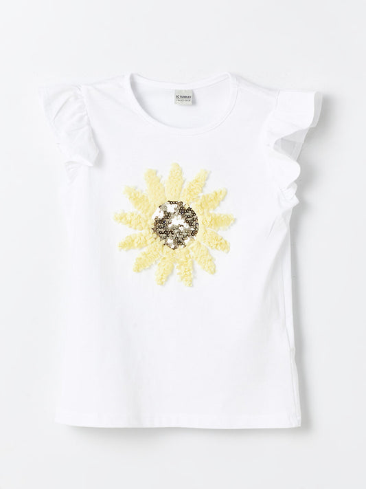 Crew Neck Embroidered Short Sleeve Girls' T-Shirt