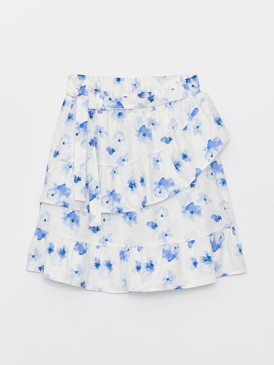 Floral Girl's Skirt with Elastic Waist