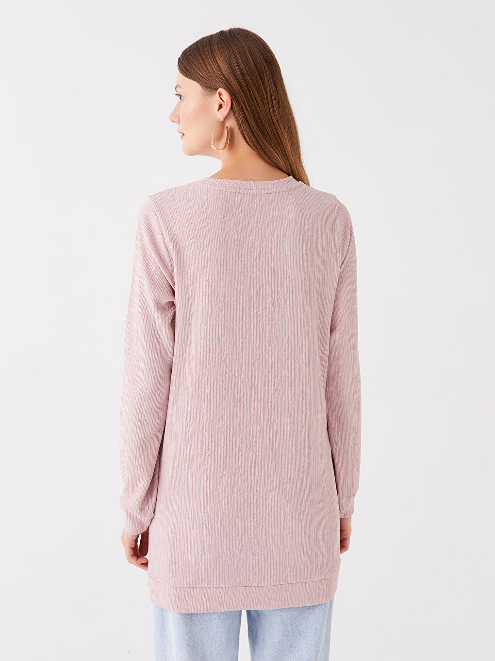 Crew Neck Plain Long Sleeve Women's Tunic