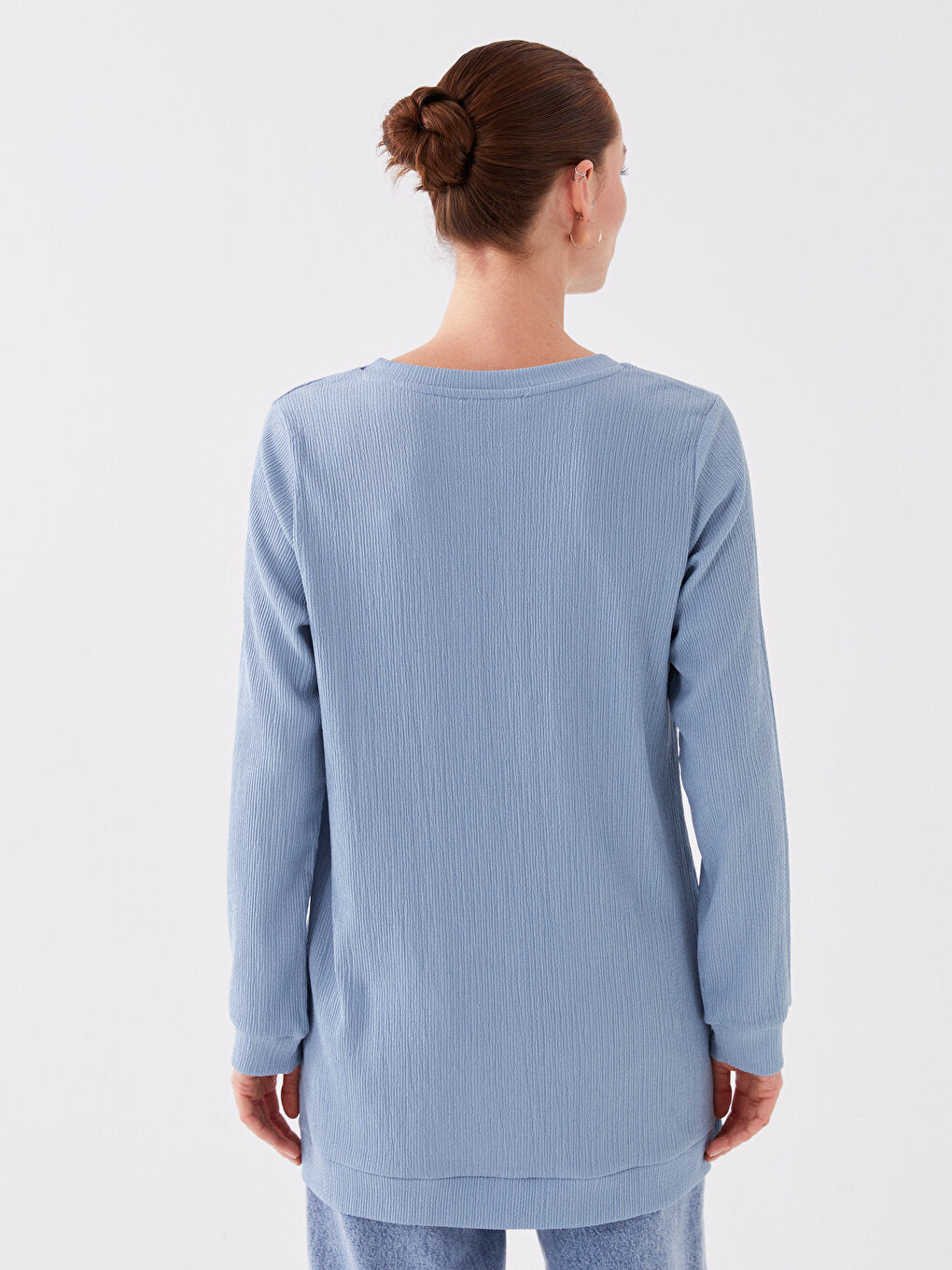 Crew Neck Plain Long Sleeve Women's Tunic