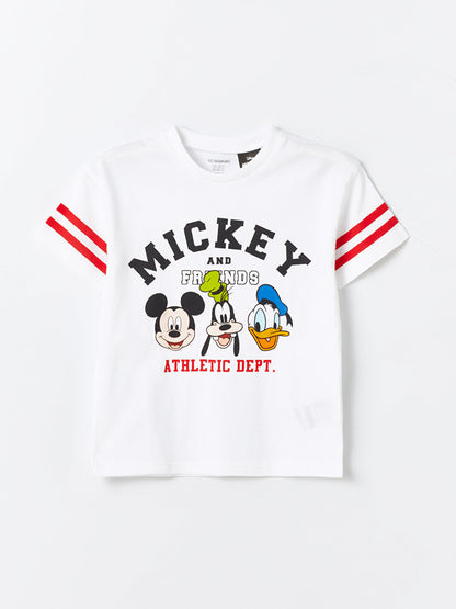 Crew Neck Short Sleeve Mickey Mouse Printed Baby Boy T-Shirt