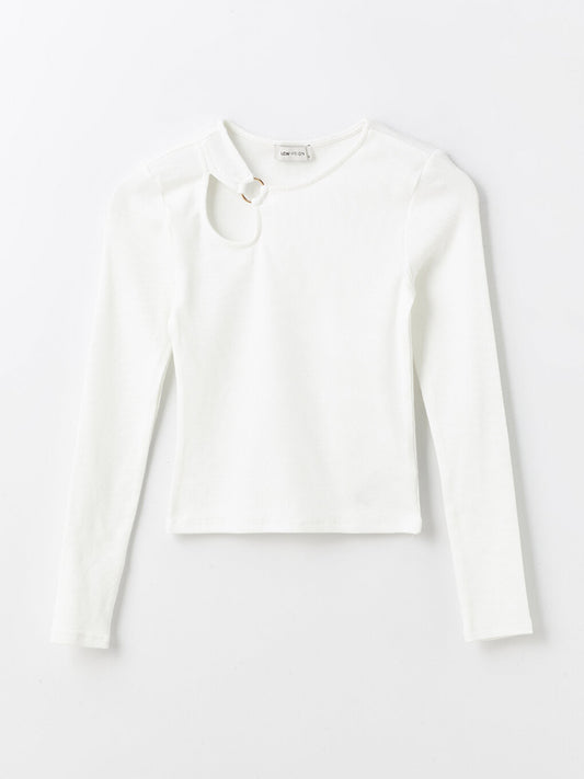 Crew Neck Plain Long Sleeve Women's Blouse