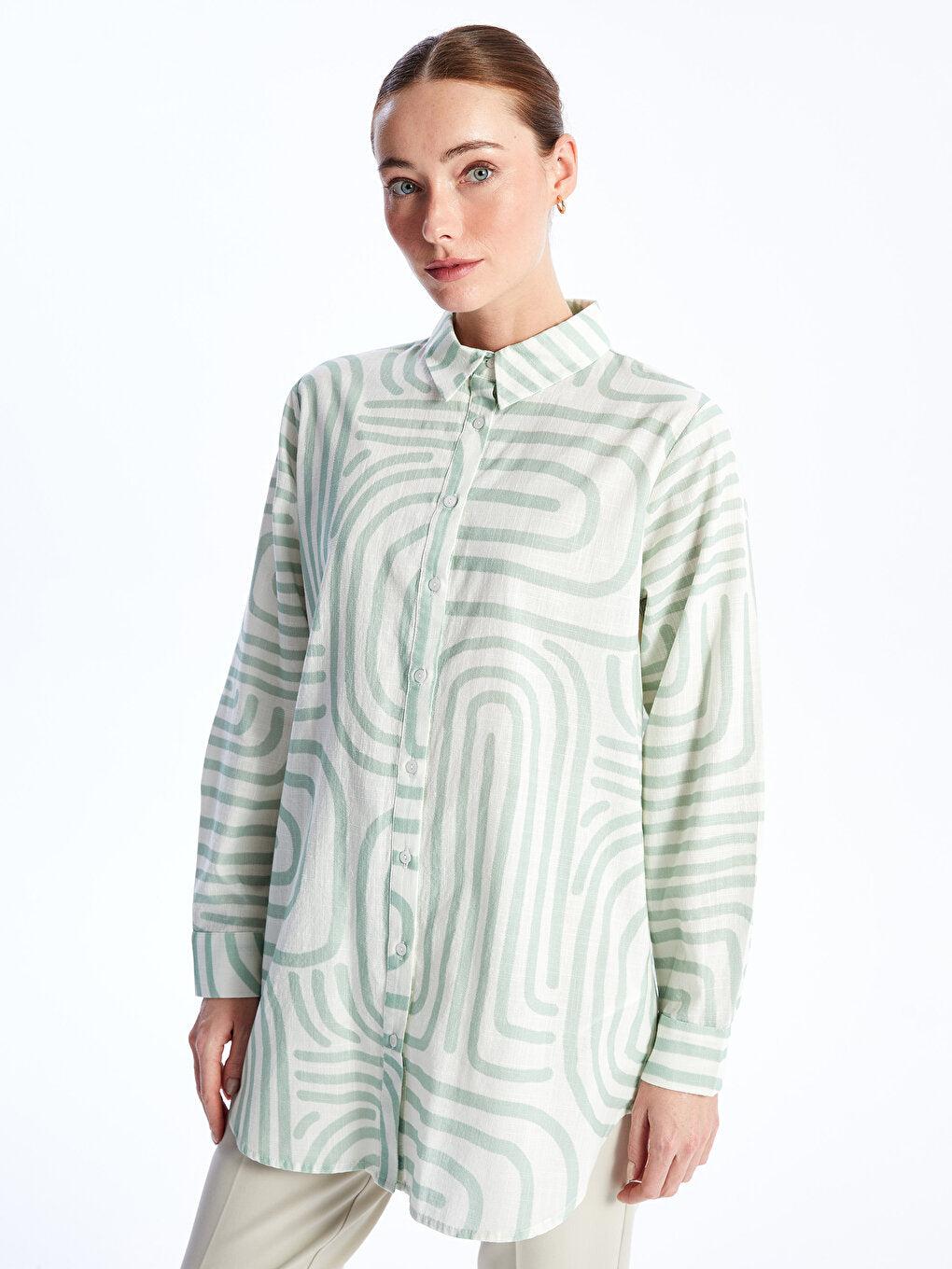 Patterned Long Sleeve Women's Shirt Tunic