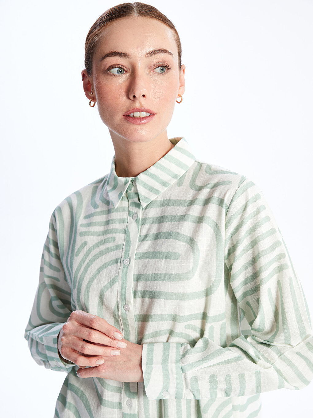 Patterned Long Sleeve Women's Shirt Tunic