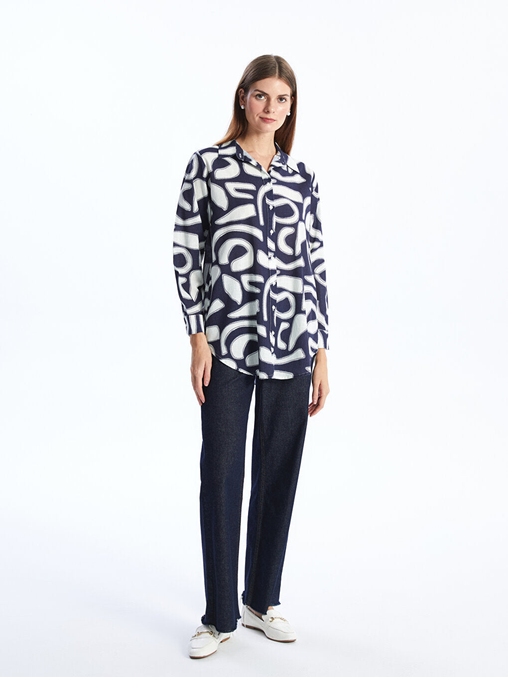 Patterned Long Sleeve Women's Shirt Tunic