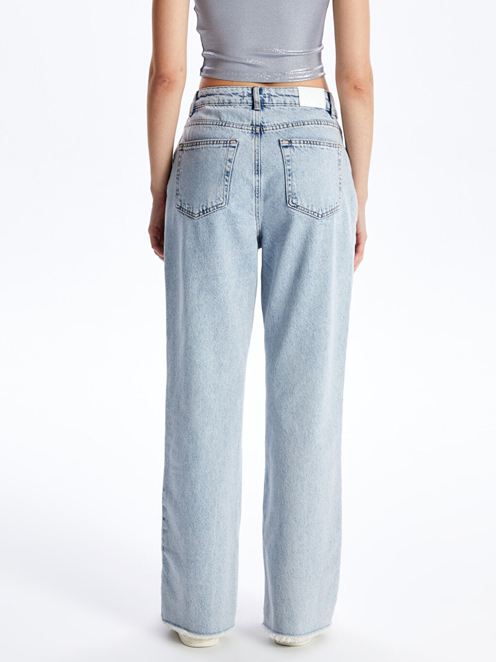 High Waist Wideleg Ripped Detailed Women's Jean Trousers