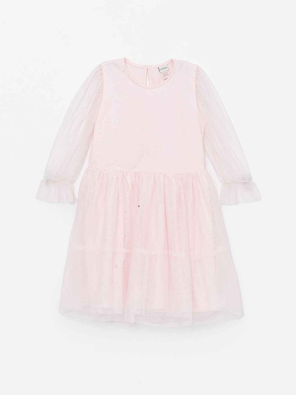 Crew Neck Long Sleeve Girl's Tulle Dress