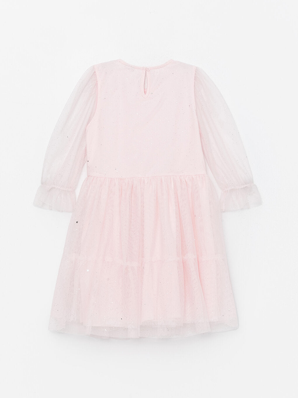 Crew Neck Long Sleeve Girl's Tulle Dress