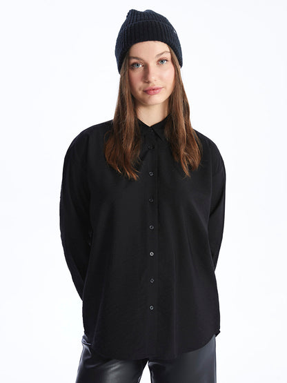 Plain Long Sleeve Oversize Women's Shirt