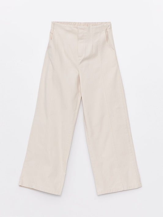 Wideleg Girls' Trousers with Elastic Waist