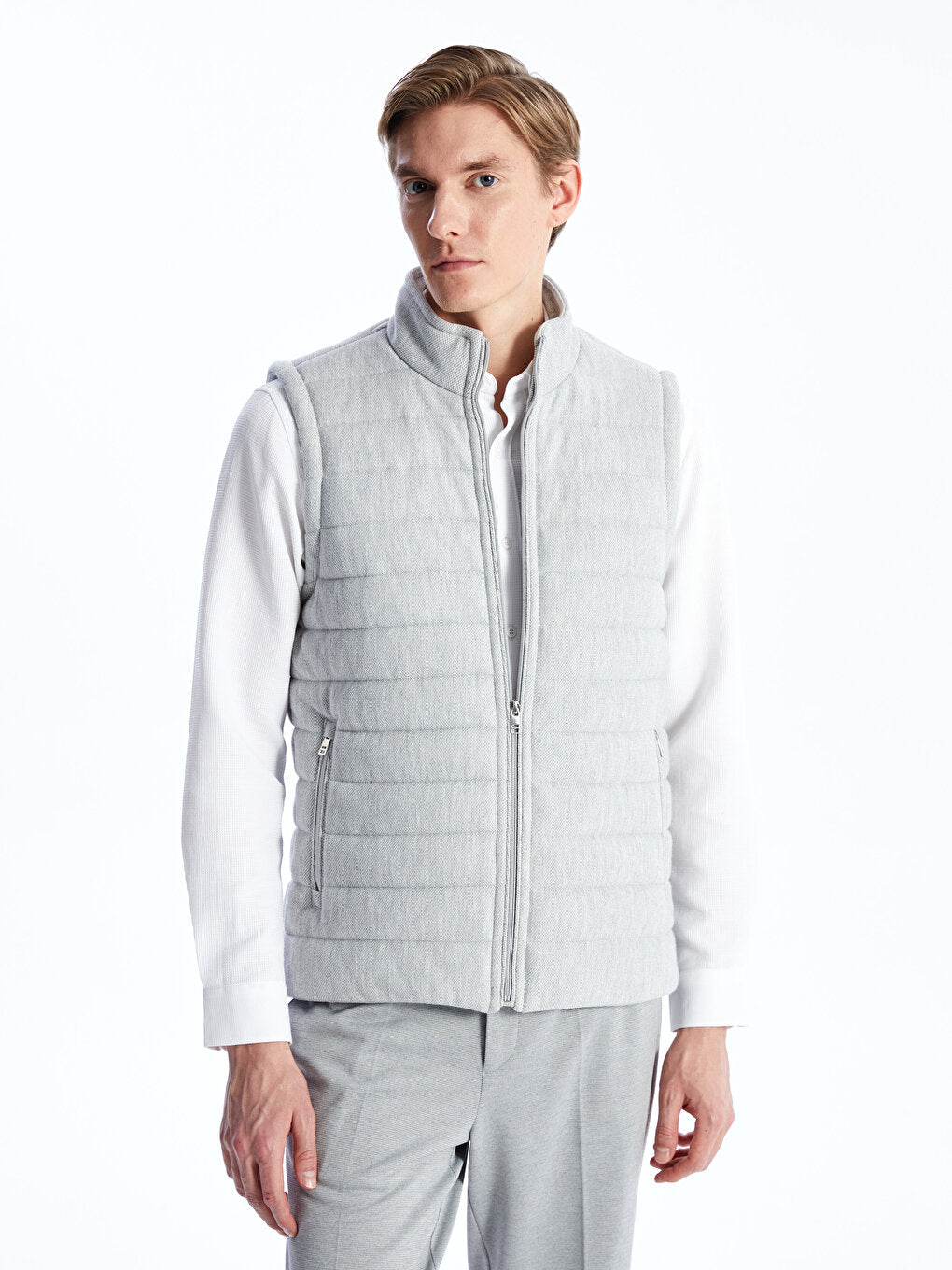 Slim Fit Stand Collar Men's Vest