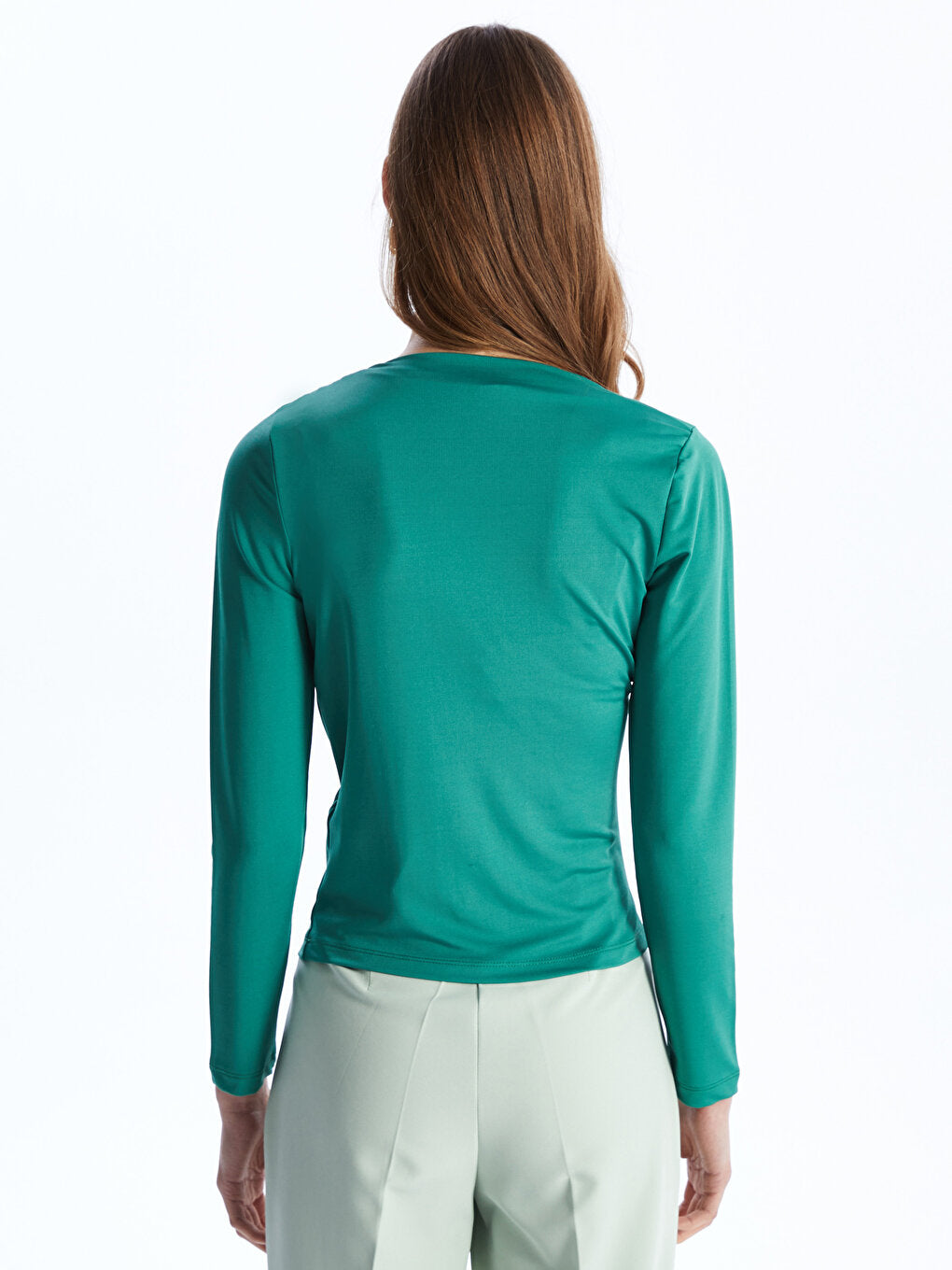 Crew Neck Plain Long Sleeve Women's Blouse