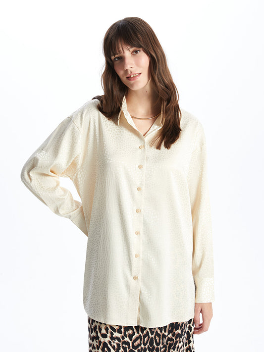 Patterned Long Sleeve Satin Women's Shirt Tunic