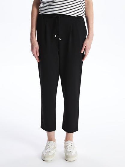 Carrot Cut Women's Trousers with Elastic Waist