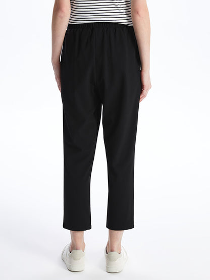 Carrot Cut Women's Trousers with Elastic Waist