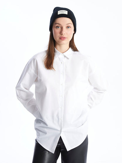 Plain Long Sleeve Poplin Women's Shirt